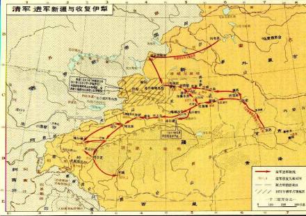 清军收复新疆之战示意图