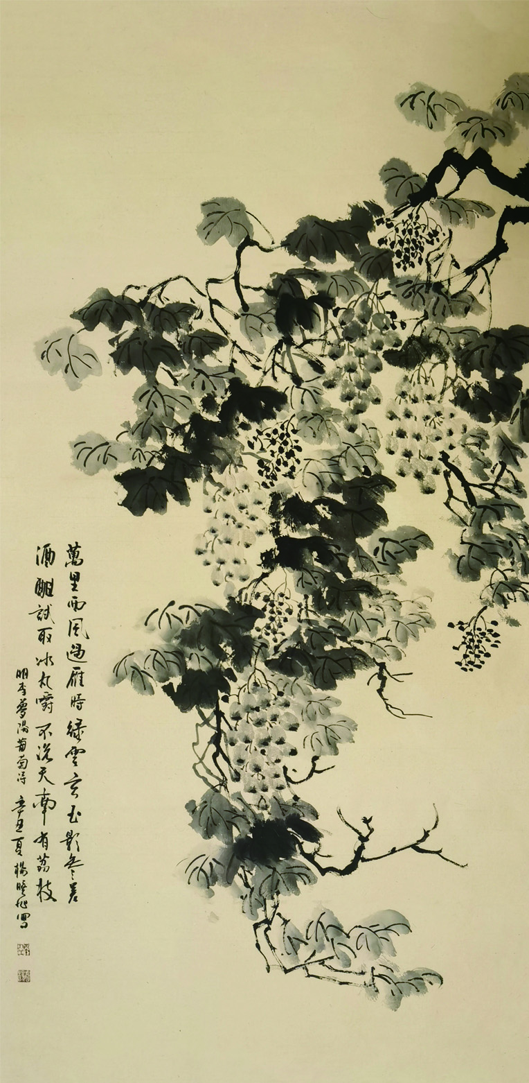 水墨葡萄，136x68cm,2021年.jpg