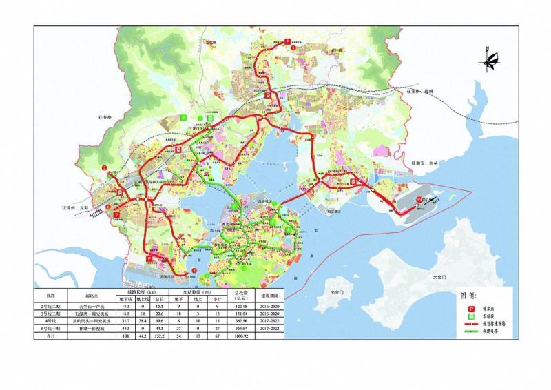 厦门市城市轨道交通第二期建设规划（2016-2022年）示意图