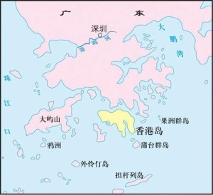 中英南京条约割让香港岛示意图